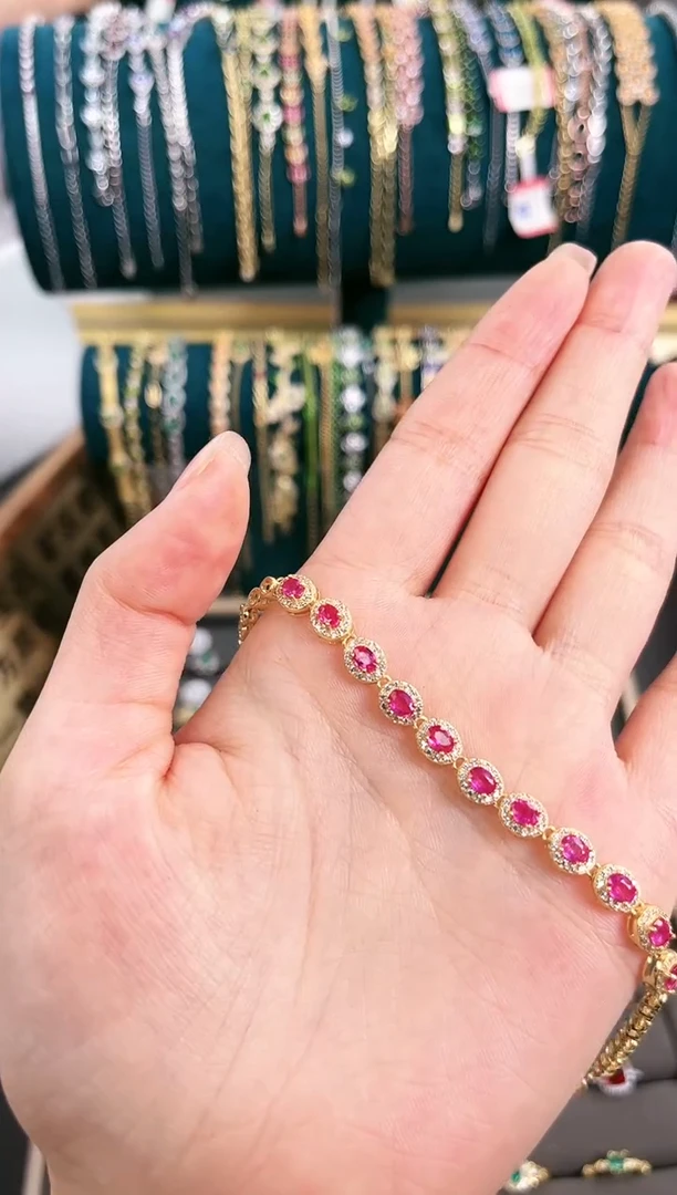 【闪购商品】蓝宝石手链银S925镶嵌P-560