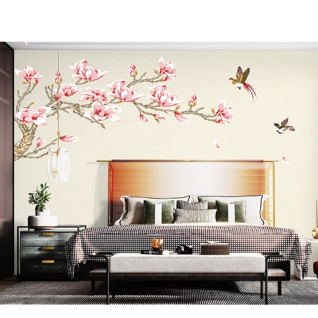 拾绣坊独绣刺绣背景-冰清玉洁电视背景床头背景墙高端墙布加厚