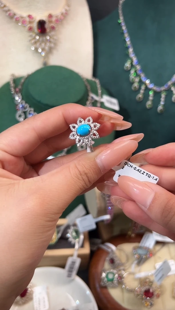 银S925镶嵌绿松石戒指戒指