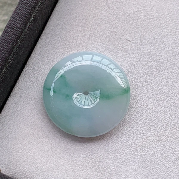 天然A货翡翠水润紫罗兰飘花平安扣吊坠翡翠玉石挂件