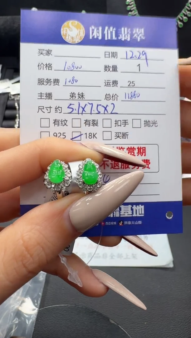 18K金镶嵌翡翠耳饰翡翠耳饰