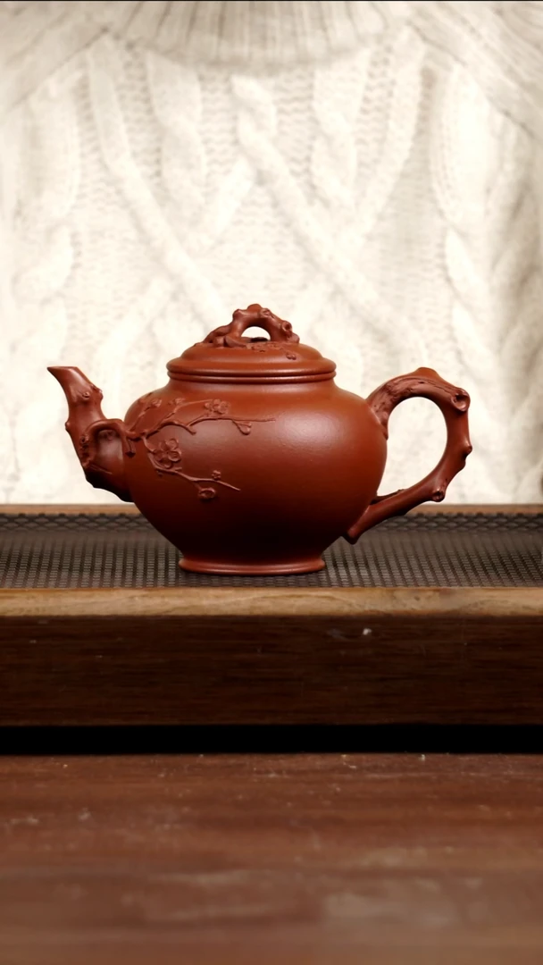 茶壶紫砂红沉香梅报春375CC