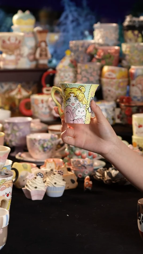 摆件陶景德镇釉下彩手绘设计师款陶瓷