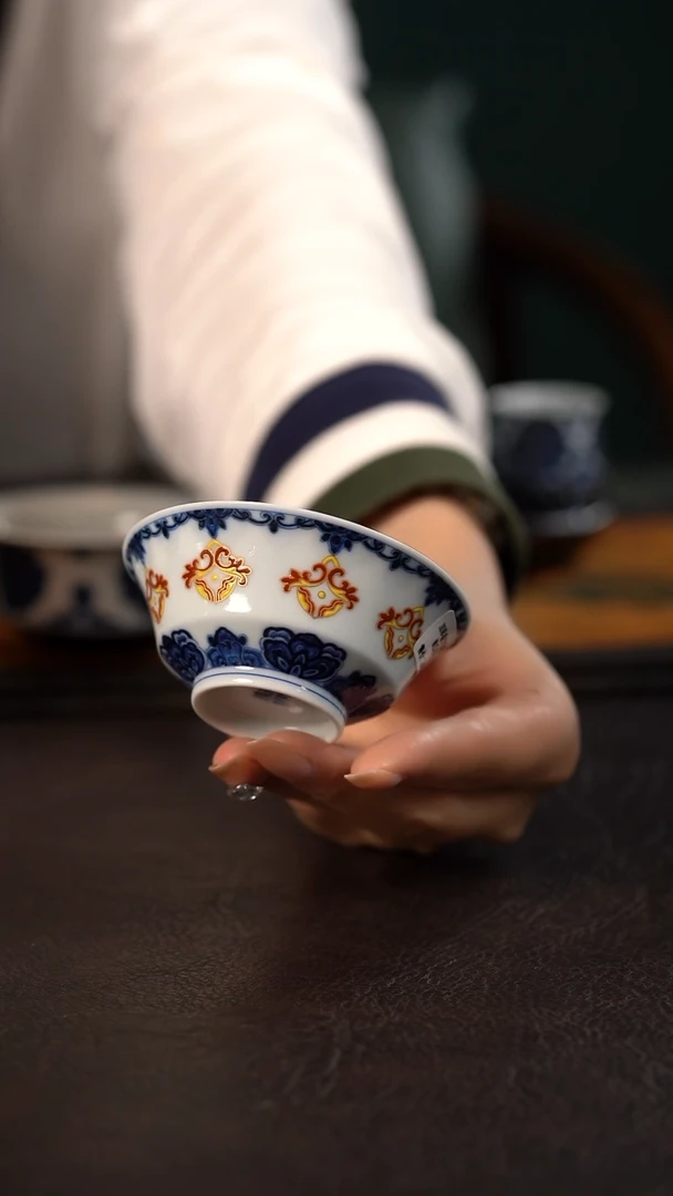 杯洪印慕明星空宝相撇口杯加彩