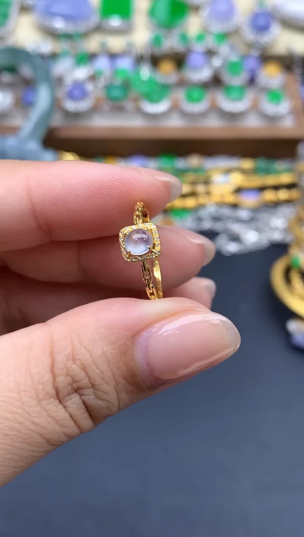 翡翠戒指18K金镶嵌164-春日珠宝