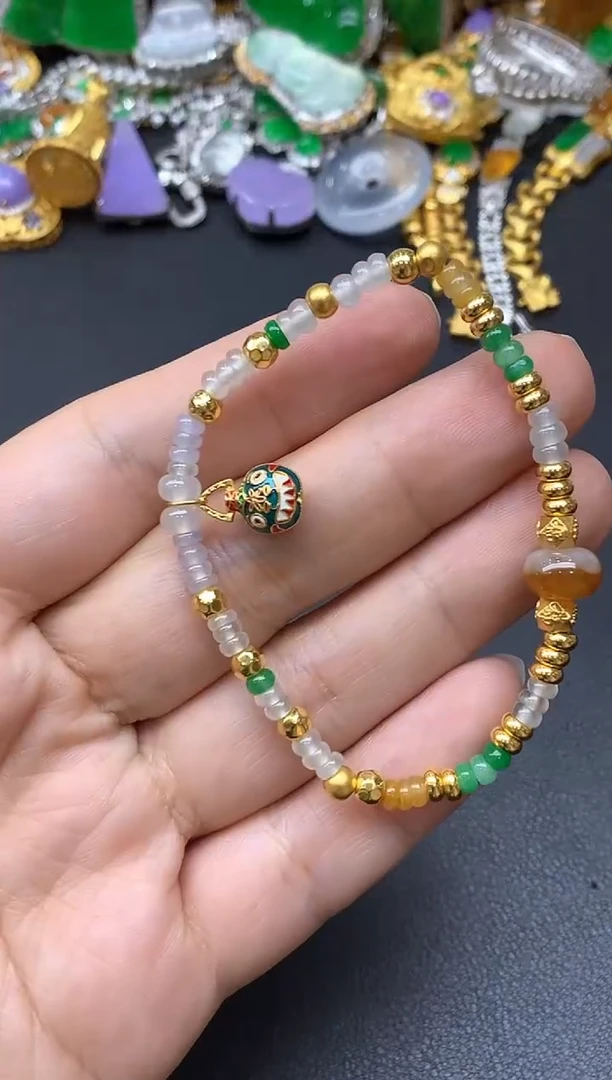 足金镶嵌手链翡翠286-中国好珍宝