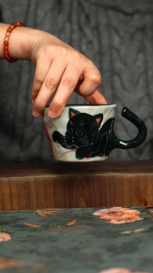 杯釉下彩手工手绘同款陶器