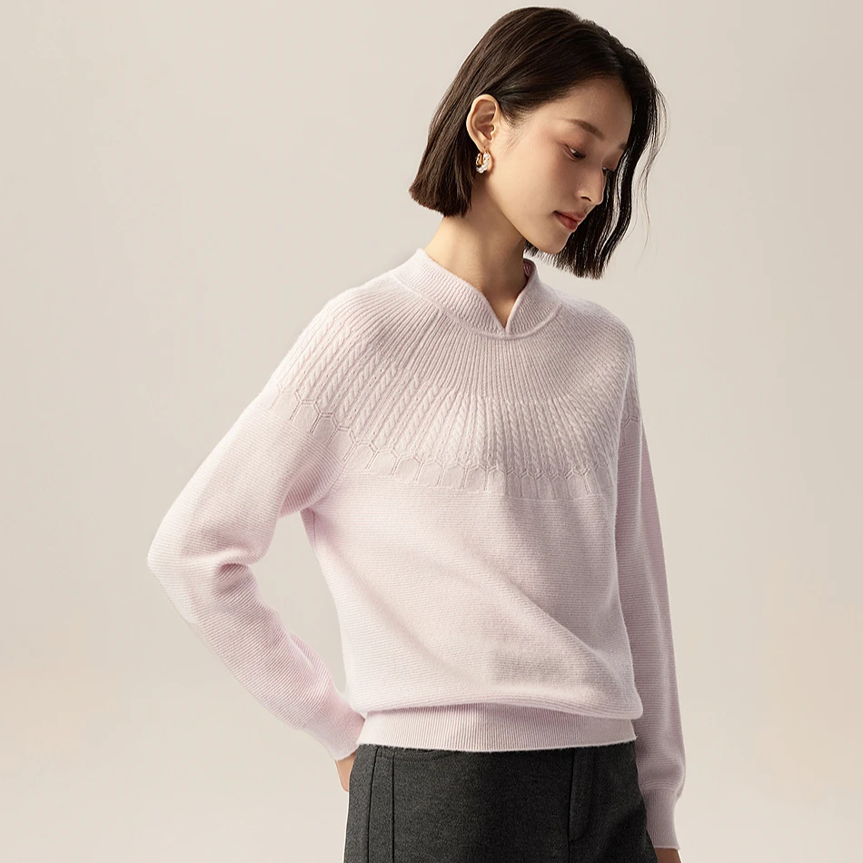 VGRASS国风云肩V字小立领针织衫25春新款羊毛打底内搭VZZ4P4924D