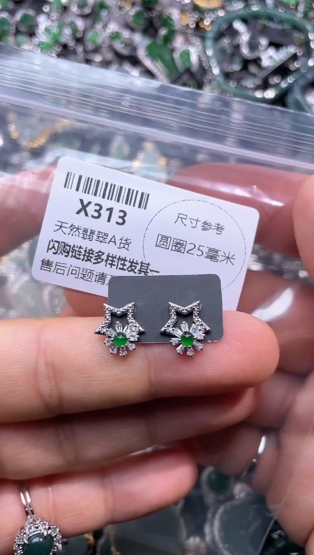 【闪购商品】翡翠颈饰未镶嵌X313耳钉
