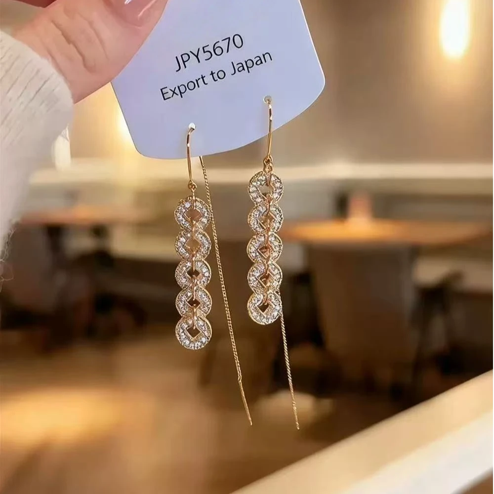 卡柒 铜合金耳饰 新中式钱币流苏耳线女复古轻奢高级感钱多多耳饰