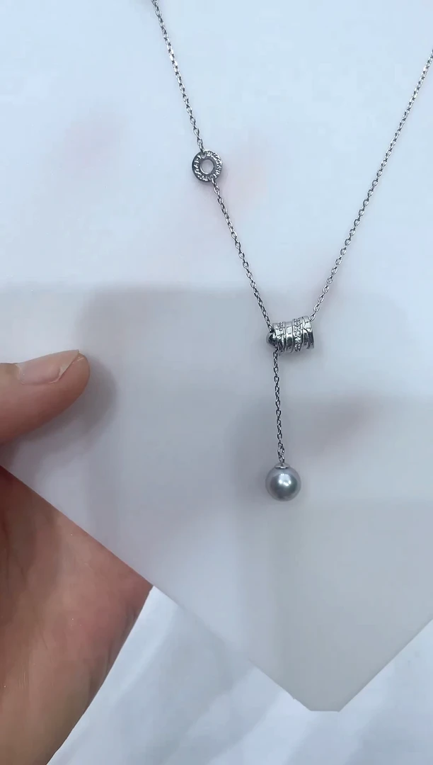 海水珍珠银S925镶嵌套链8-9