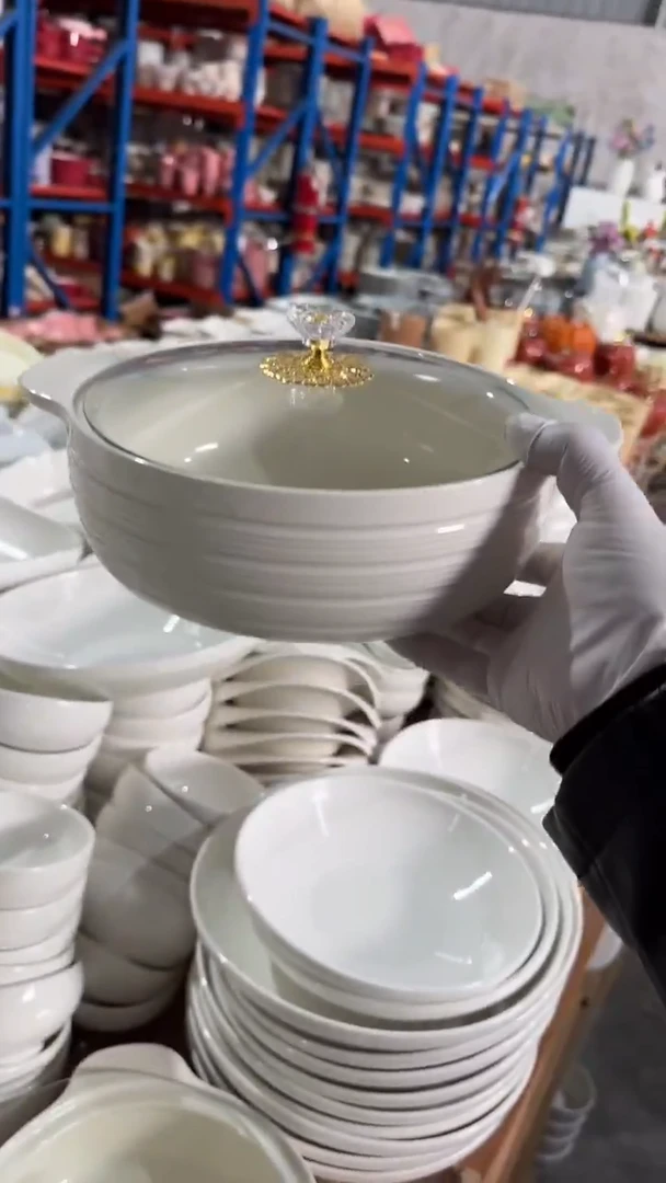 陶瓷带盖汤碗 微瑕凑满20元包邮