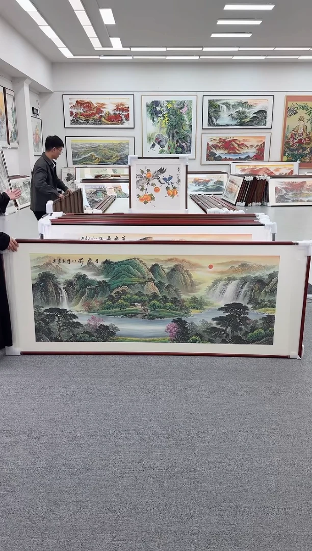 国画手绘   219*88  旭日东升