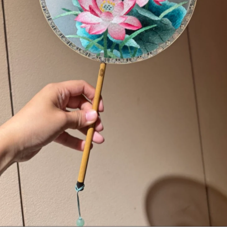 CQYCX湘妃竹团扇（荷花蜻蜓）摆件