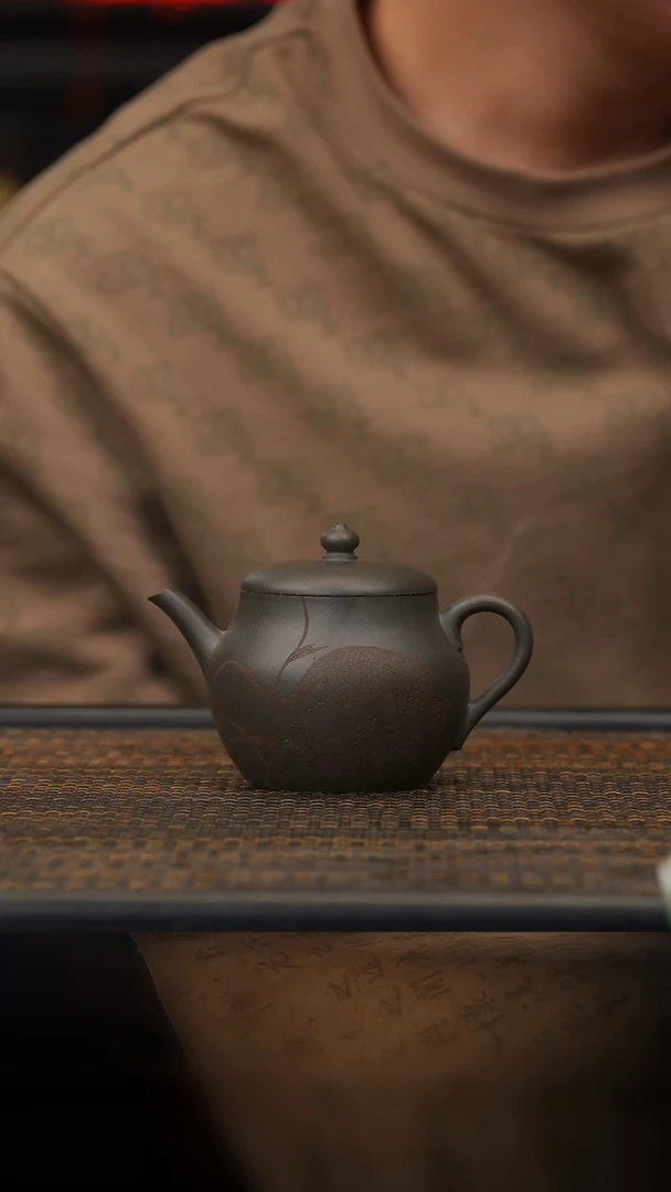 【闪购商品】紫砂茶壶42空山造器TZ（珍）猫趣/古渡乌泥/壶