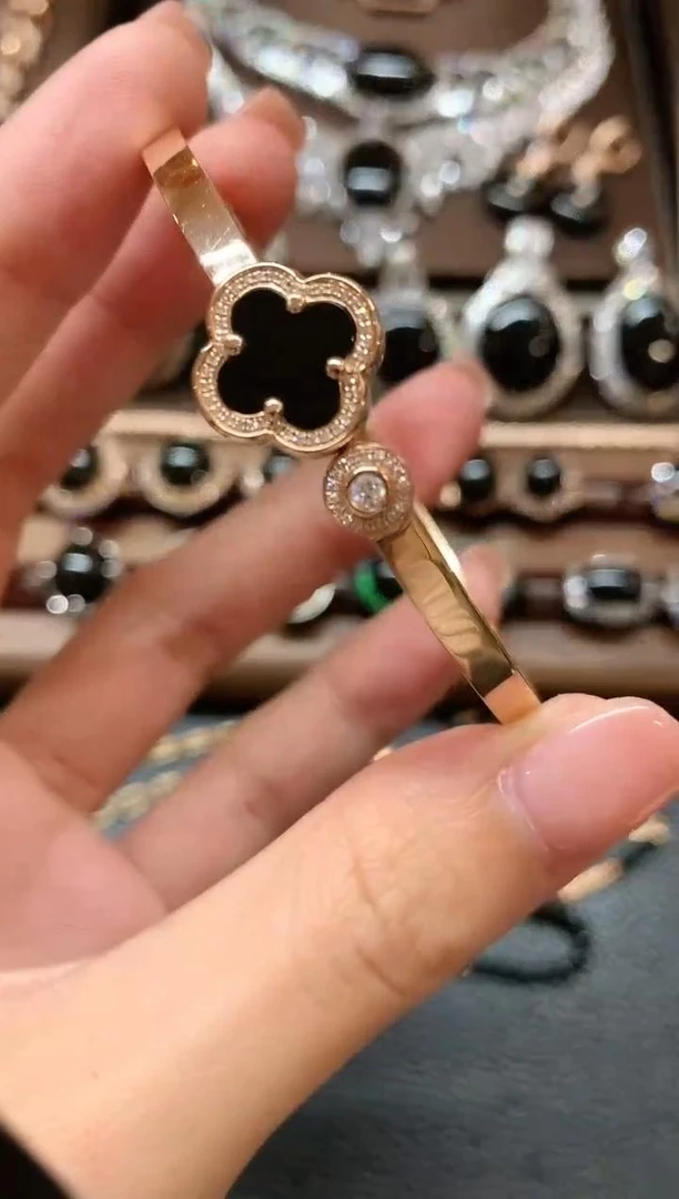 【福公子珠宝】18k镶翡翠四叶草手镯-多样性一件发-定制-16