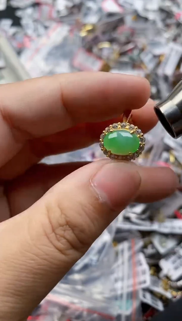 翡翠戒指银S925镶嵌77777     7