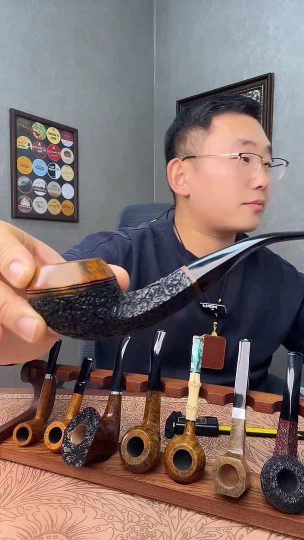 木质海岩雕刻牛头烟斗