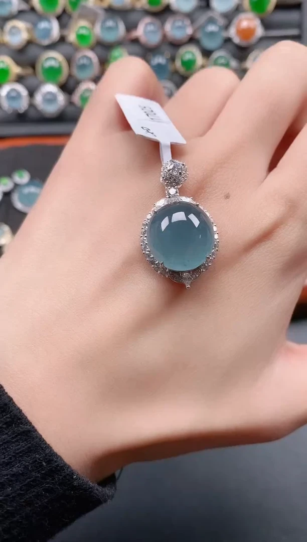 银S925镶嵌戒指翡翠1