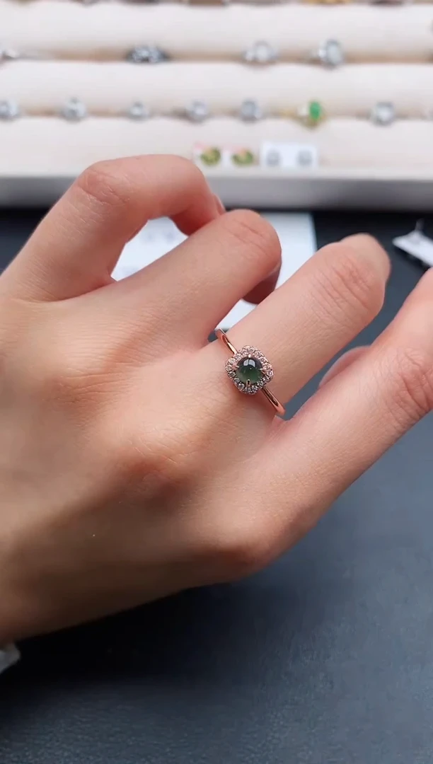 银S925镶嵌戒指翡翠3333333+4