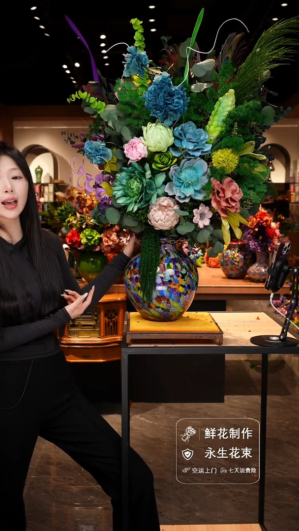手工艺品琉璃手工花器花束空运包邮送货上门-以图片为准