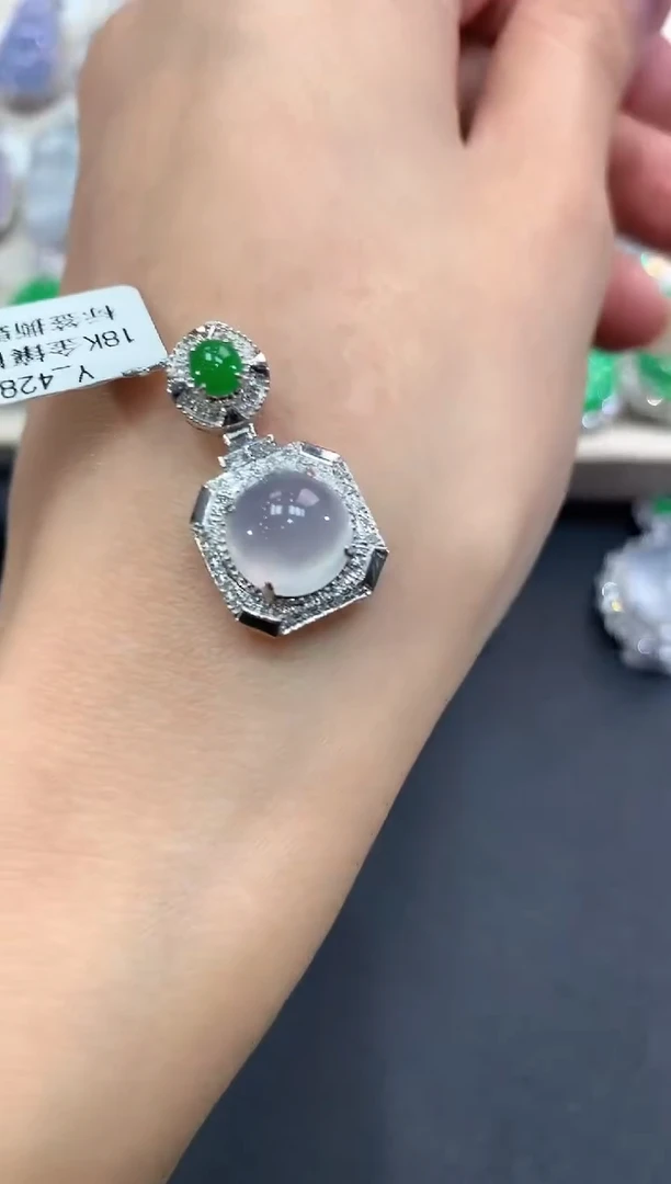 【闪购商品】翡翠吊坠(不含链)18K金镶嵌a144