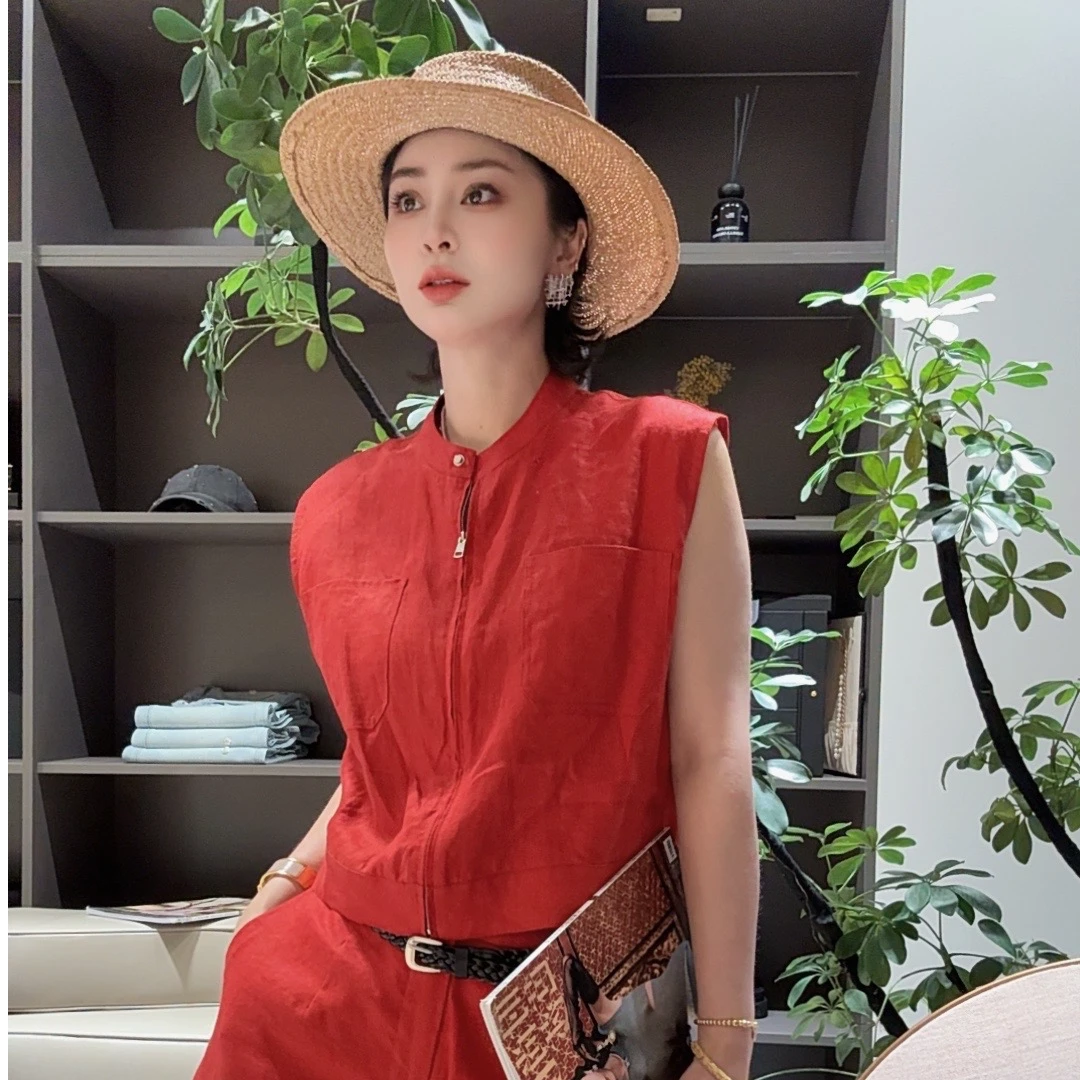 FANYE 2025夏季新款极简风百搭亚麻老钱风马夹