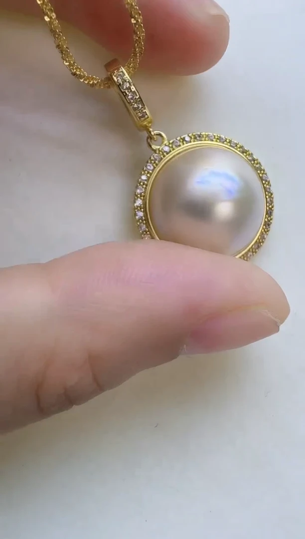 未镶嵌颈饰拼合珍珠（马贝珠）金色太阳花