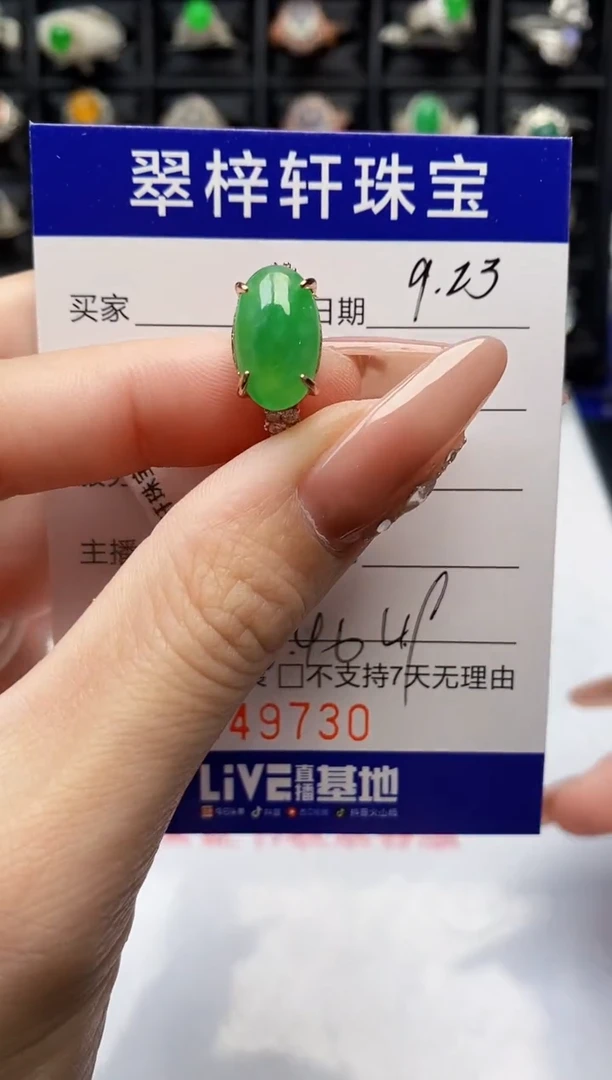 银S925镶嵌戒指翡翠9730