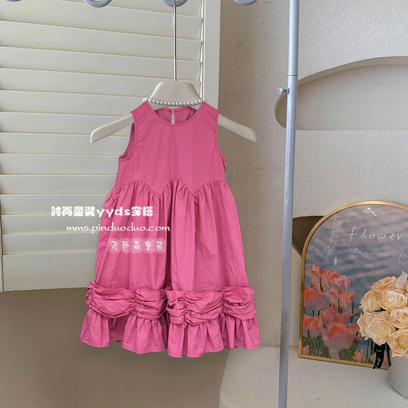 女童花边连衣裙2025夏季新款洋气时髦儿童背心裙小女孩漂亮裙子夏