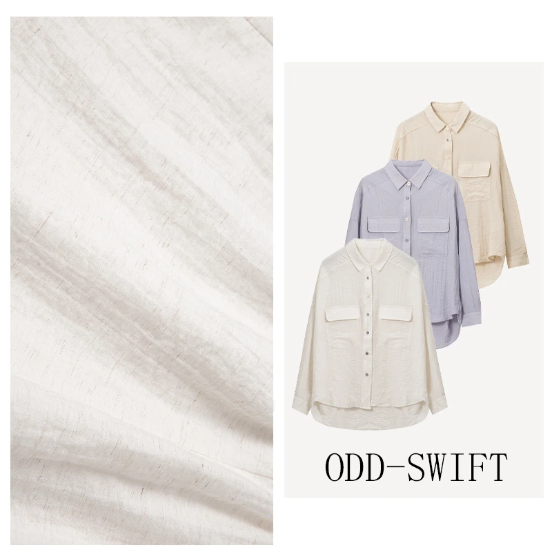 【淼淼专属】亚麻月光曲不规则手缝扣设计休闲通勤衬衫 DX24SS052