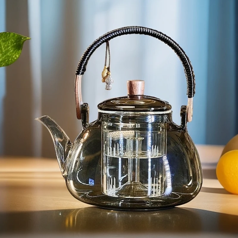 耐高温玻璃蒸茶壶煮茶器家用泡茶壶养生花茶壶防烫提梁壶烧水壶