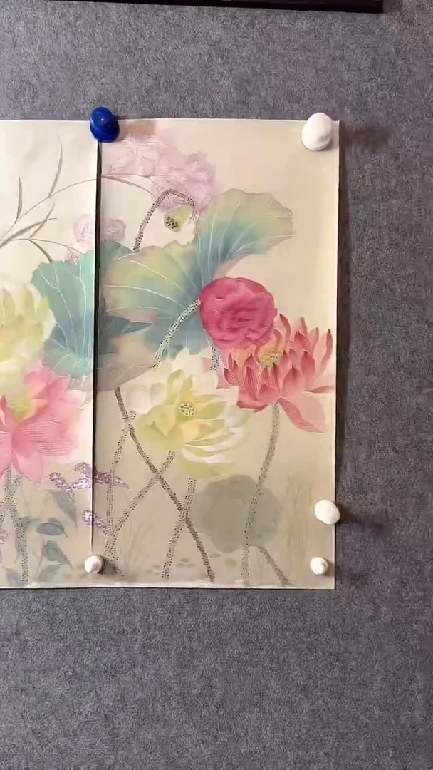 国画张老师丽萍老师绘画作品-工笔荷花系列-1平尺