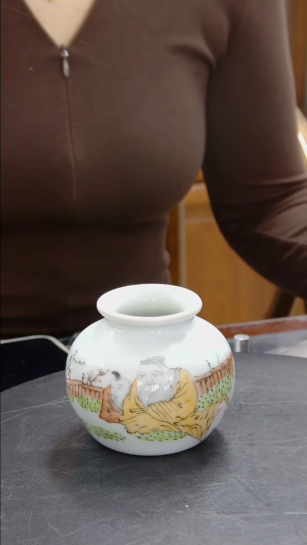 罐粉彩高士童子图水盂#233#