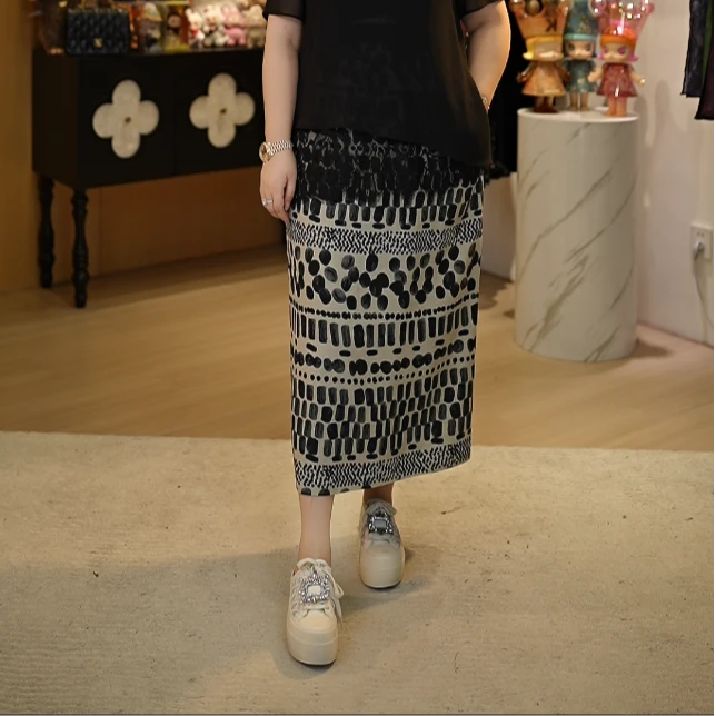 【深圳霞姐】夏季新品上新定制大码女装墨绿晕染波点半身裙