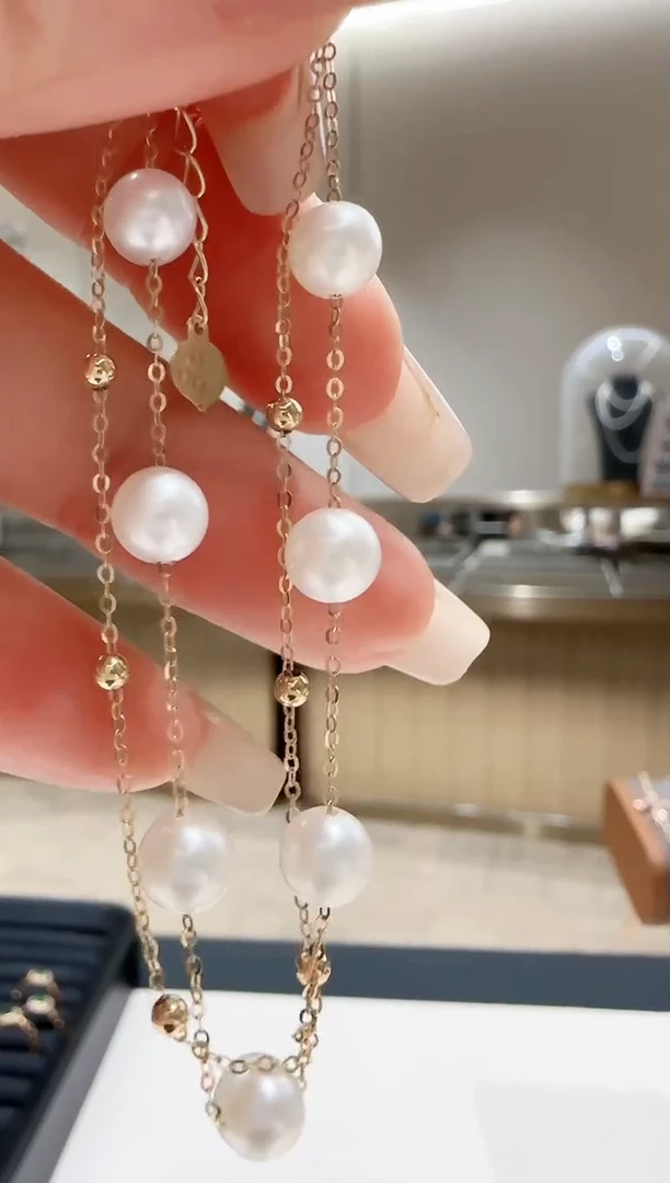 18K金镶嵌手链淡水珍珠珍珠满天星手链