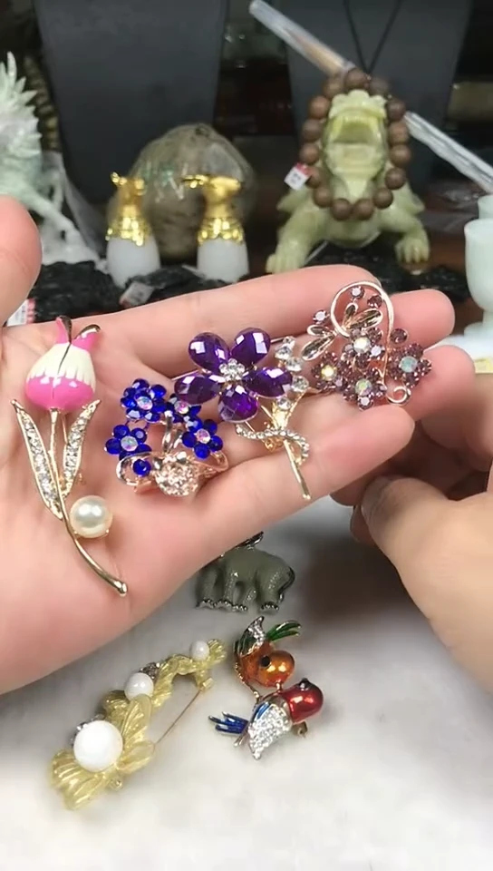 胸针天然锆石合金胸针