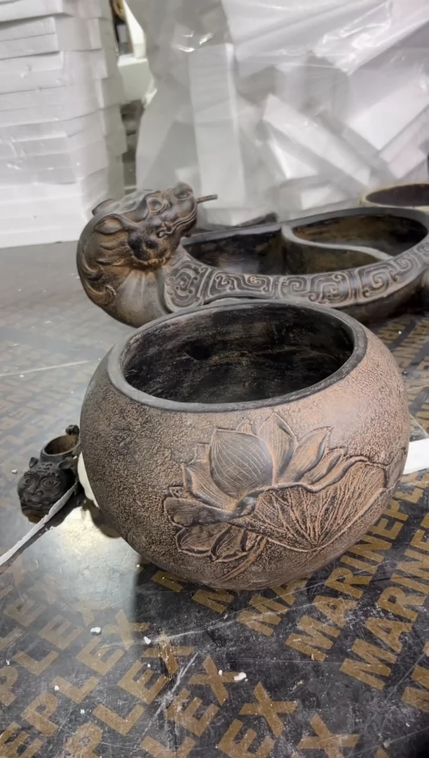 陶土【火山泥】荷缘缸