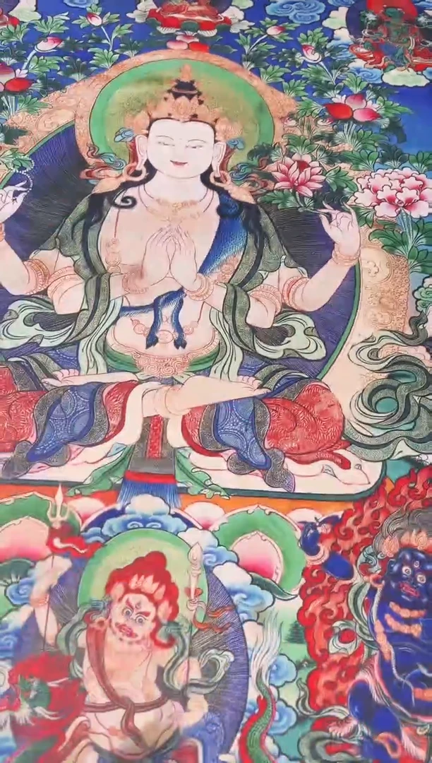 卷轴画卷轴画菊菊唐卡tk