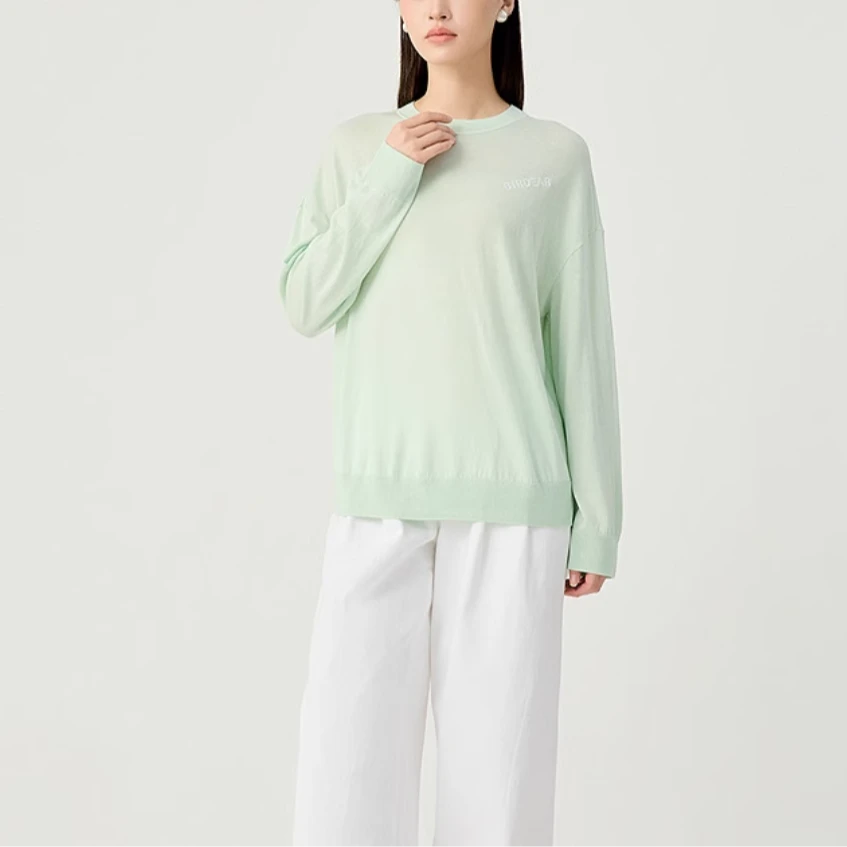 GIRDEAR/哥弟 宽松圆领简约字母长袖套头针织衫138044