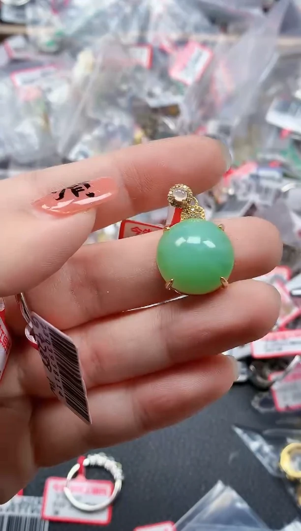 银S925镶嵌戒指翡翠天然A货缅甸翡翠