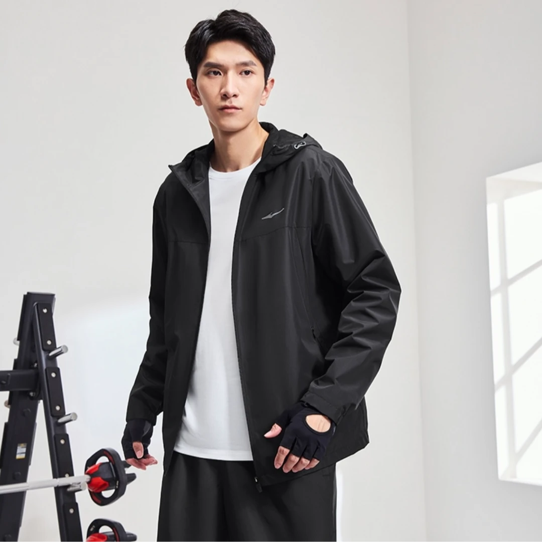 【防泼水】鸿星尔克男子户外风衣梭织跑步夹克风衣运动健身登山外套