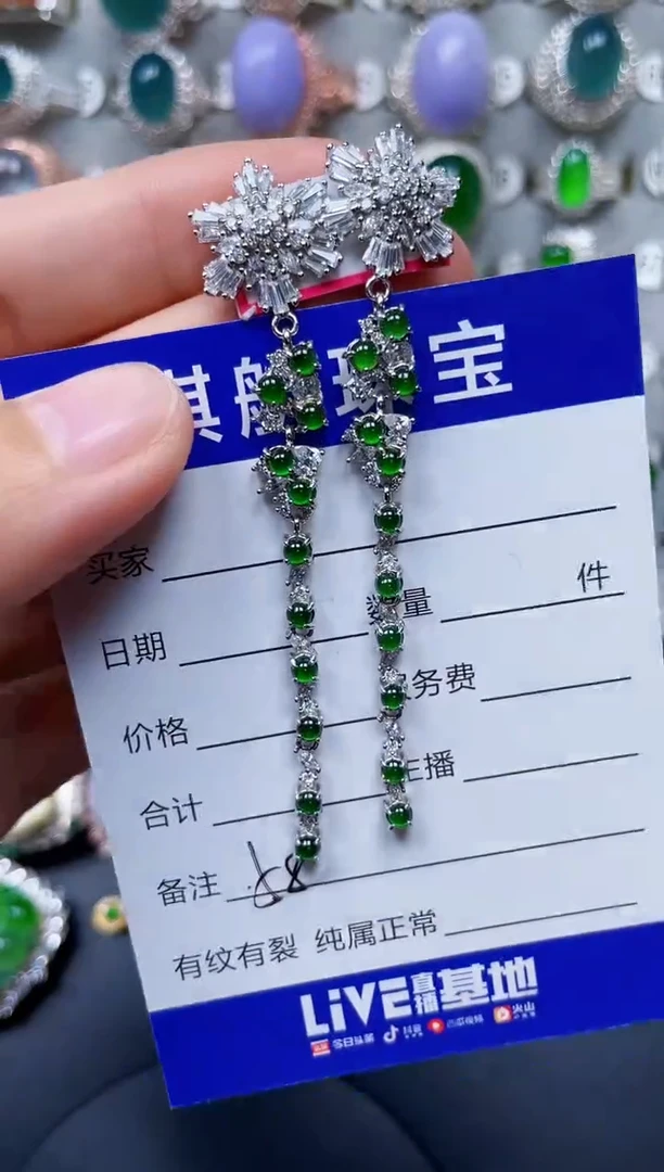 【闪购商品】翡翠耳饰银S925镶嵌0058