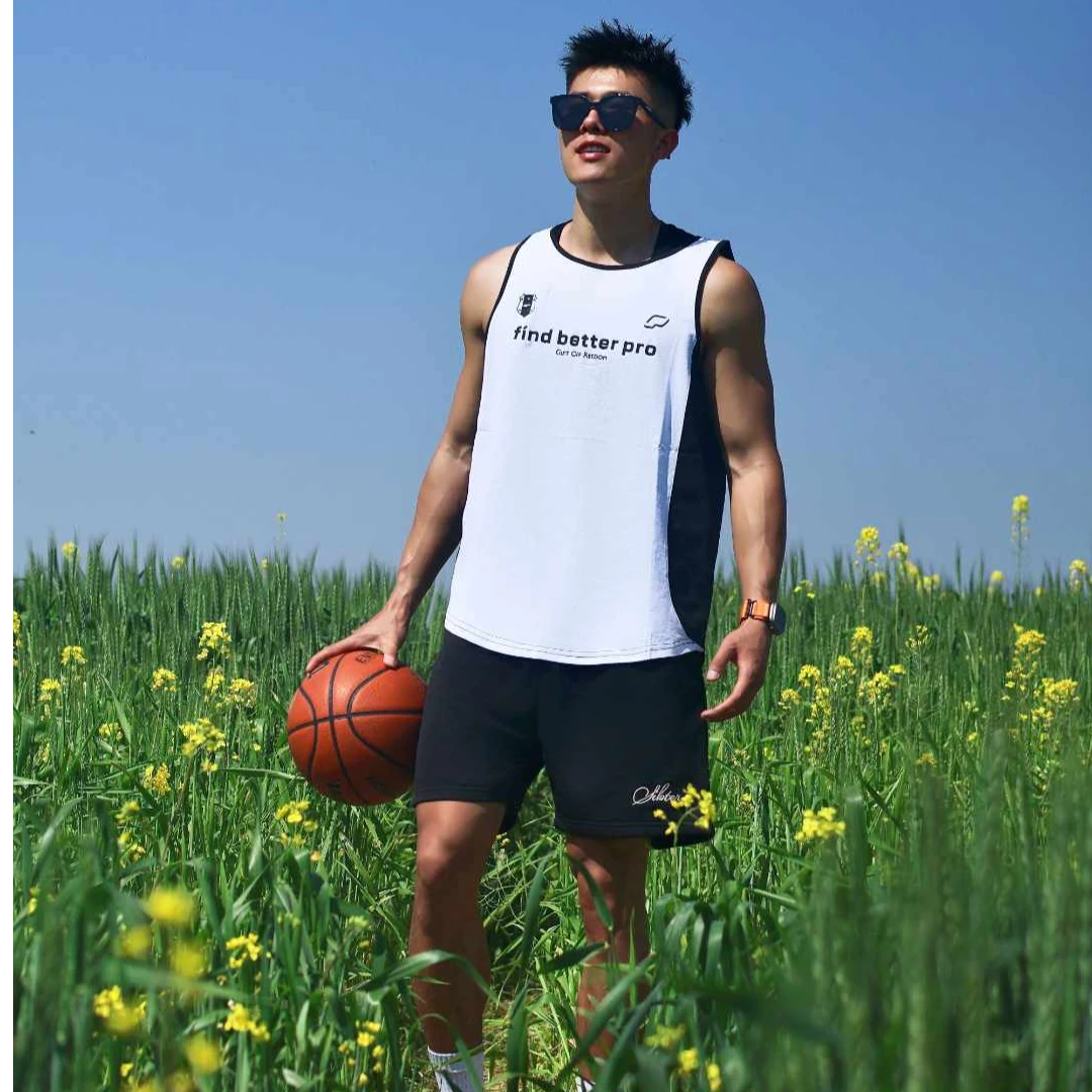 夏季吸汗透气宽松投篮运动休闲时尚撞色个性潮流活力背心-263