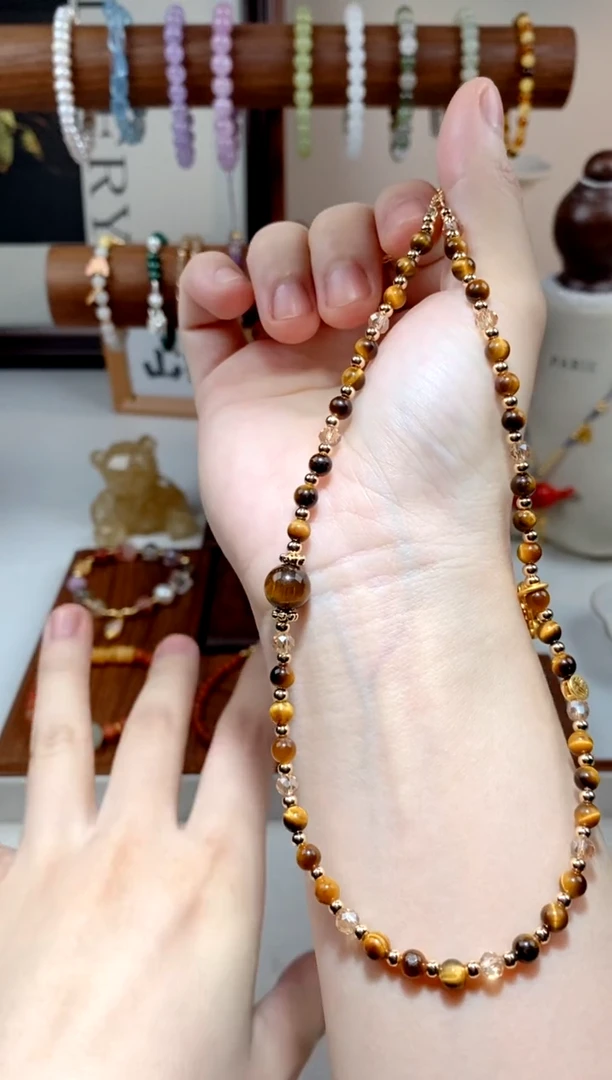 【闪购商品】木变石手饰未镶嵌黄虎眼双圈手链