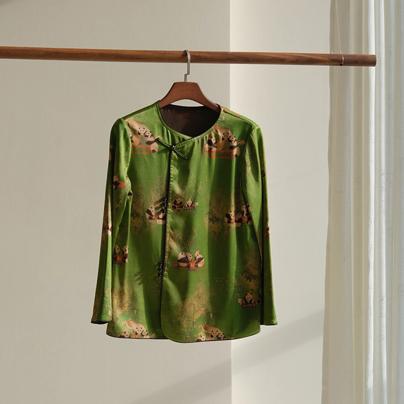 『青竹熊猫款』新中式香云纱夏季上衣GXMM0402