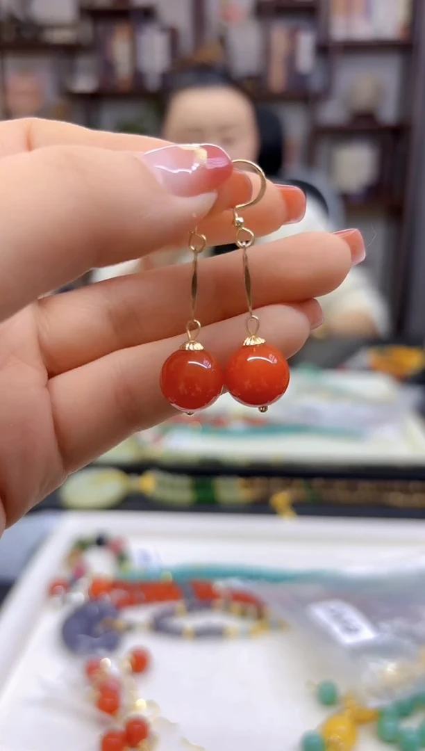 【闪购商品】翡翠耳饰14K金镶嵌耳坠E565