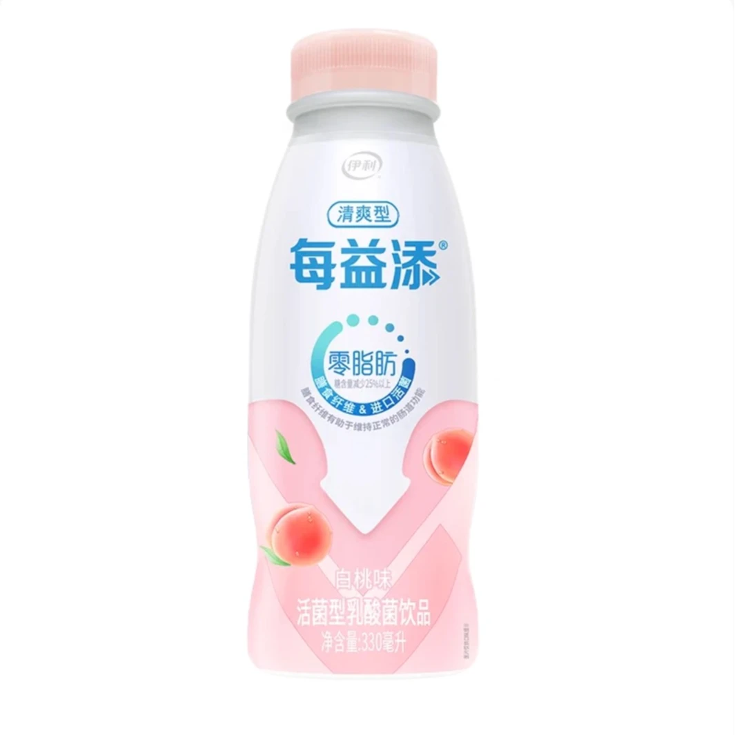 伊利每益添活性乳酸菌0脂肪白桃味330ml/瓶 7066