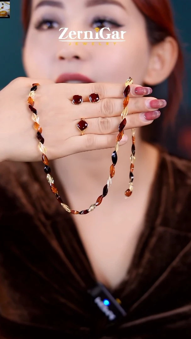 【闪购商品】琥珀颈饰未镶嵌天然琥珀三件套