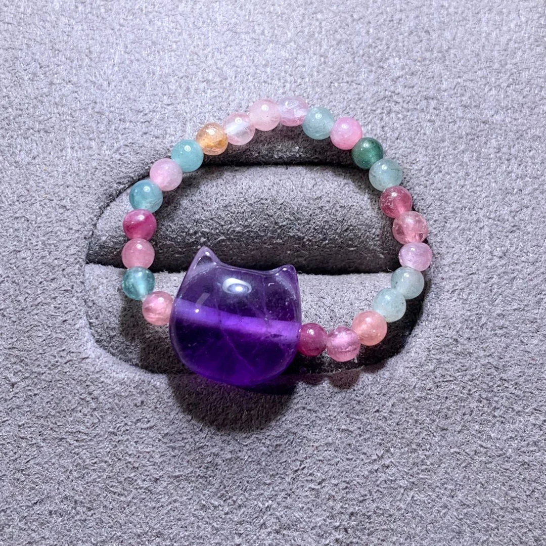 天然紫水晶天然白水晶原创轻奢小众设计s925戒指可调节圈口